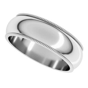 Rings 14K White 6 mm Milgrain Half Round Band Size 8