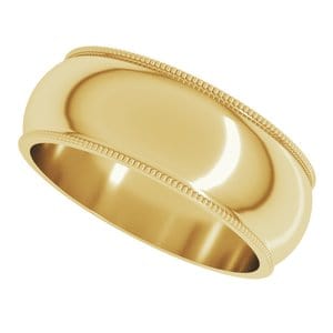 Rings 18K Yellow 7 mm Milgrain Half Round Band Size 13
