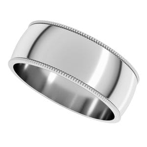 Rings Sterling Silver 7 mm Lightweight Milgrain Half Round Band Size 8