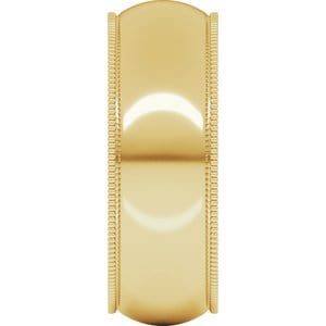 Rings 14K Yellow 7 mm Lightweight Milgrain Comfort-Fit Half Round Band Size 10