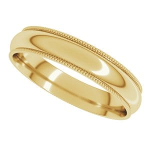 Rings 14K Yellow 4 mm Milgrain Comfort-Fit Half Round Band Size 6