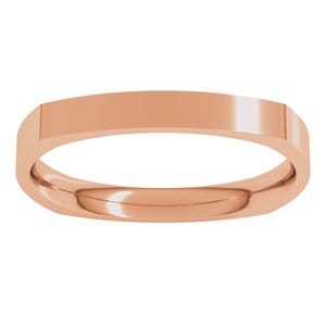 Rings 14K Rose 2.5 mm Comfort-Fit Square Band Size 8.5
