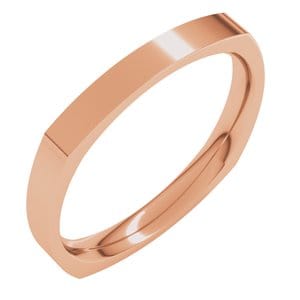 Rings 14K Rose 2.5 mm Comfort-Fit Square Band Size 8.5