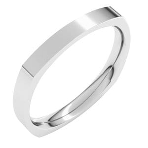 Rings 14K White 2.5 mm Comfort-Fit Square Band Size 10