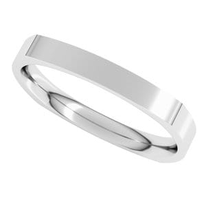 Rings 14K White 2.5 mm Comfort-Fit Square Band Size 10