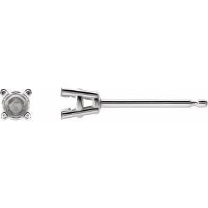 Earrings 14K White 3 mm Round 4-Prong Pre-Notched Earring Mounting