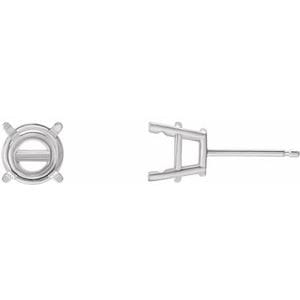 Earrings Continuum Sterling Silver 5 mm Round 4-Prong Pre-Notched Earring Mounting