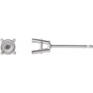 Earrings 14K White 4 mm Round 4-Prong Pre-Notched Earring Mounting