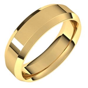 Rings 14K Yellow 6 mm Beveled-Edge Comfort-Fit Flat Band Size 9.5