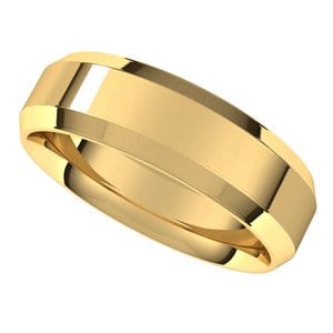 Rings 14K Yellow 6 mm Beveled-Edge Comfort-Fit Flat Band Size 9.5