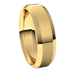 Rings 14K Yellow 6 mm Beveled-Edge Comfort-Fit Flat Band Size 9.5