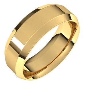 Rings 14K Yellow 7 mm Beveled-Edge Comfort-Fit Flat Band Size 9.5