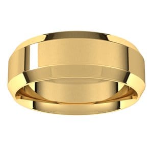 Rings 14K Yellow 7 mm Beveled-Edge Comfort-Fit Flat Band Size 9.5