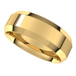 Rings 14K Yellow 7 mm Beveled-Edge Comfort-Fit Flat Band Size 9.5
