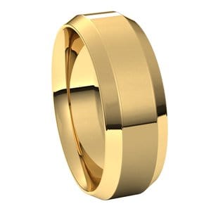 Rings 14K Yellow 7 mm Beveled-Edge Comfort-Fit Flat Band Size 9.5