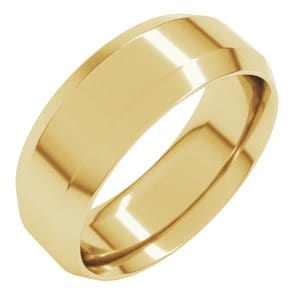 Rings 14K Yellow 7 mm Beveled-Edge Comfort-Fit Flat Band Size 9.5