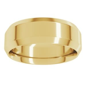 Rings 14K Yellow 7 mm Beveled-Edge Comfort-Fit Flat Band Size 9.5