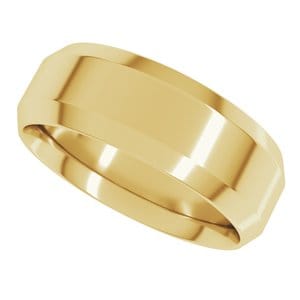 Rings 14K Yellow 7 mm Beveled-Edge Comfort-Fit Flat Band Size 9.5