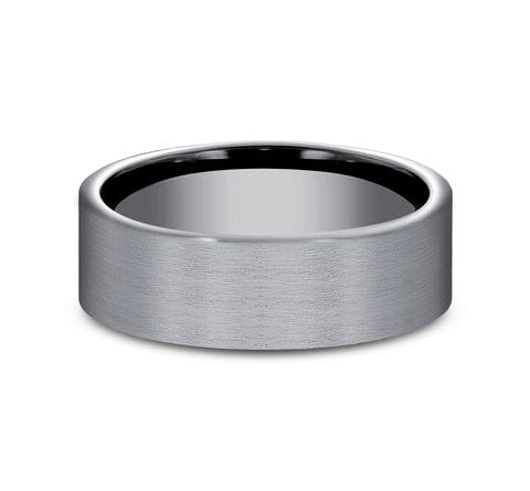 GREY TANTALUM MEN'S BAND SATIN FINISH 7MM COMFORT-FIT SIZE 10