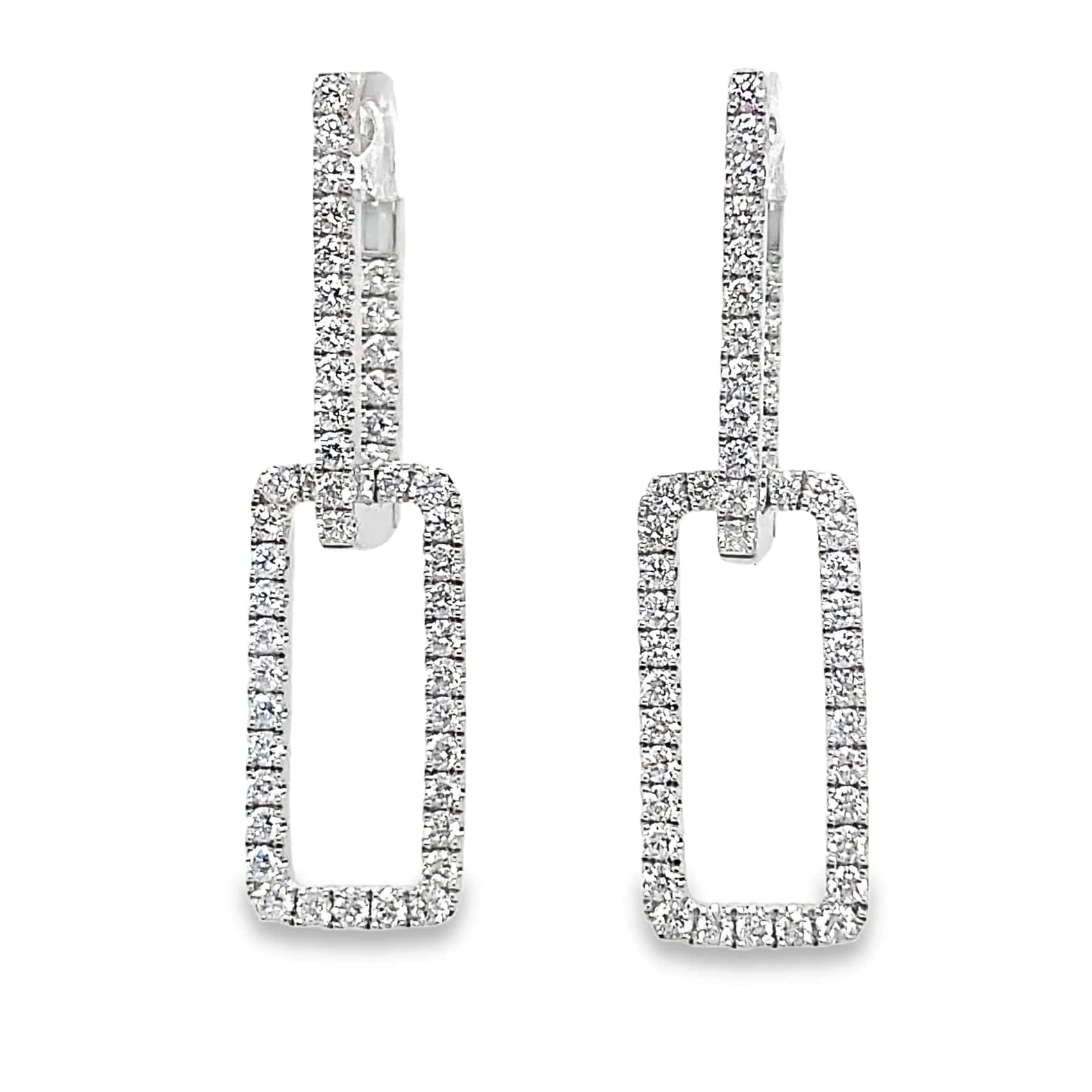 14K WHITE GOLD .92CT TW LAB DIAMOND RECTANGLE DROP EARRINGS