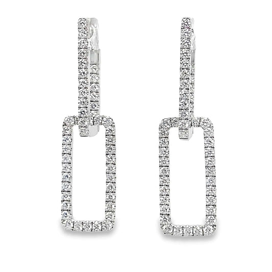 14K WHITE GOLD .92CT TW LAB DIAMOND RECTANGLE DROP EARRINGS