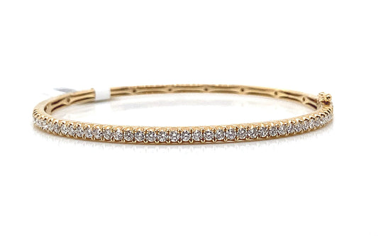 14K YELLOW GOLD 1.03CT TW NATURAL DIAMOND FLEX BANGLE STYLE BRACELET 6 3/4"