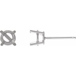Earrings Continuum Sterling Silver 7 mm Round 4-Prong Earring Mounting