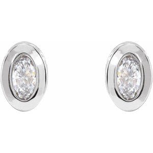 Sterling Silver 6x4 mm Oval Filigree Back-Set Bezel Earring Mounting