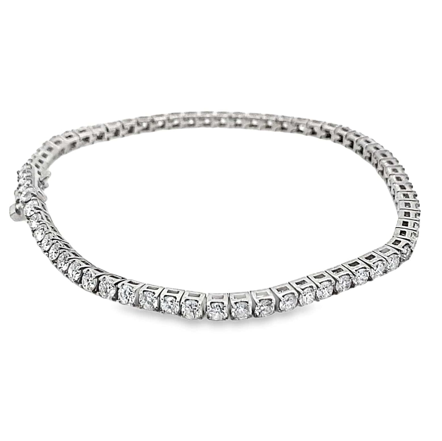 14K WHITE GOLD 4.65CT TW NATURAL ROUND BRILLIANT DIAMOND H-I/SI PRONG SET TENNIS BRACELET 7"