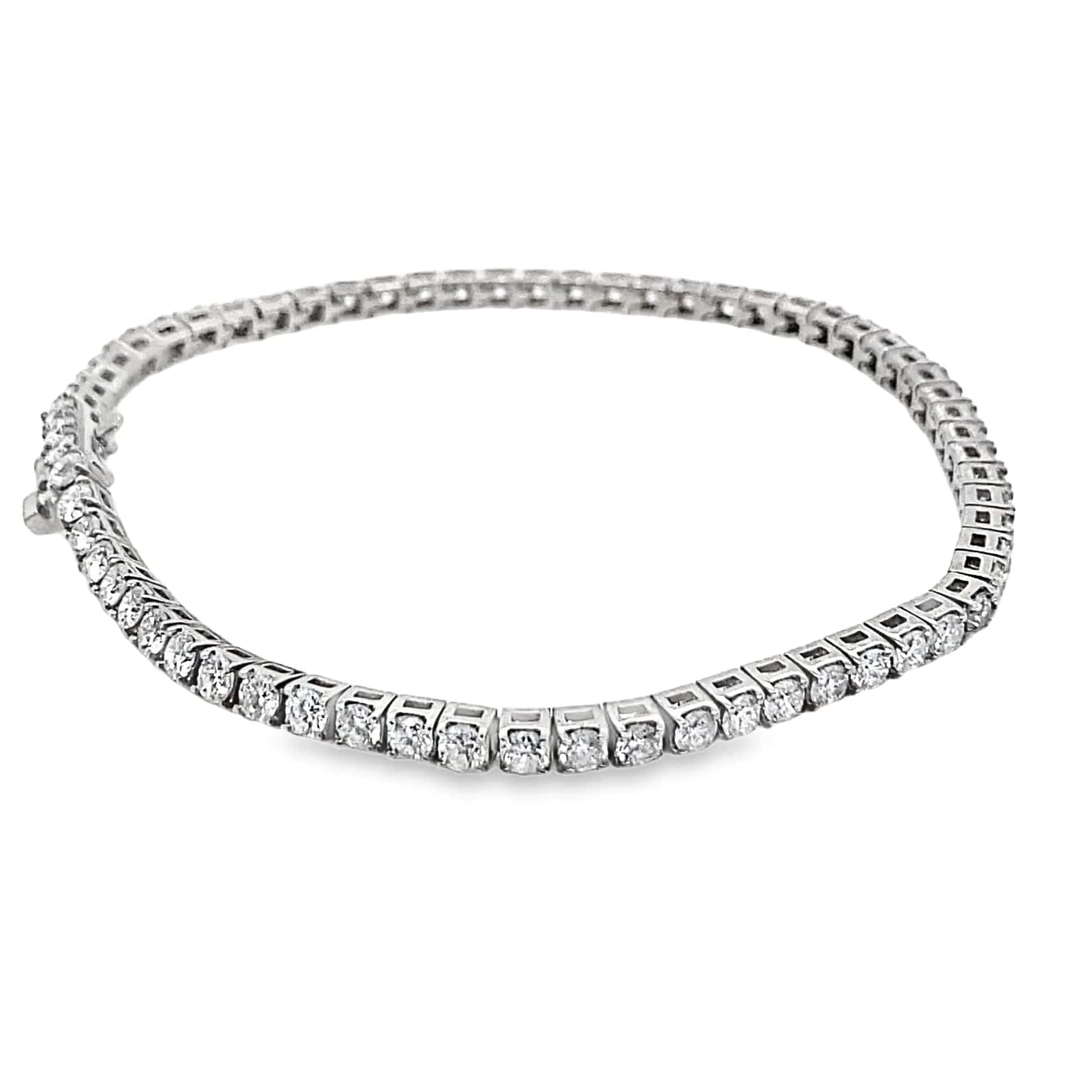 14K WHITE GOLD 4.65CT TW NATURAL ROUND BRILLIANT DIAMOND H-I/SI PRONG SET TENNIS BRACELET 7"