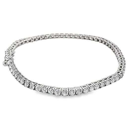 14K WHITE GOLD 4.65CT TW NATURAL ROUND BRILLIANT DIAMOND H-I/SI PRONG SET TENNIS BRACELET 7"