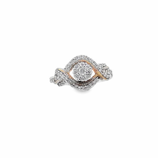 14KY WHITE & ROSE GOLD 1/3CTW NATURAL DIAMOND RING