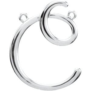 14K WHITE SCRIPT INITIAL C NECKLACE CENTER