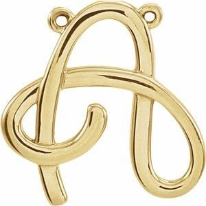 14K YELLOW SCRIPT INITIAL A NECKLACE CENTER