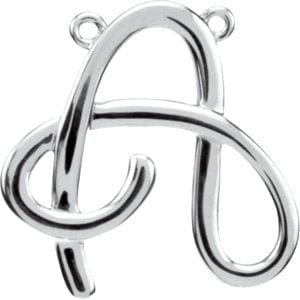 14K WHITE SCRIPT INITIAL A NECKLACE CENTER
