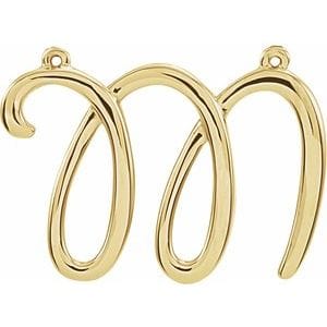 14K YELLOW SCRIPT INITIAL M NECKLACE CENTER