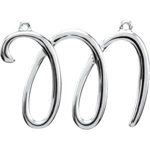 14K WHITE SCRIPT INITIAL M NECKLACE CENTER