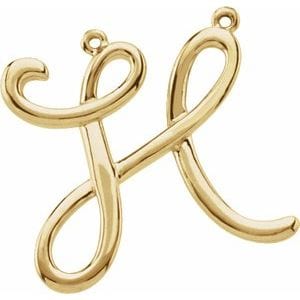 14K YELLOW SCRIPT INITIAL H NECKLACE CENTER