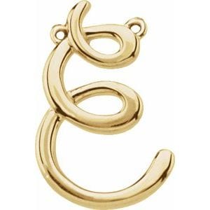 14K YELLOW SCRIPT INITIAL E NECKLACE CENTER