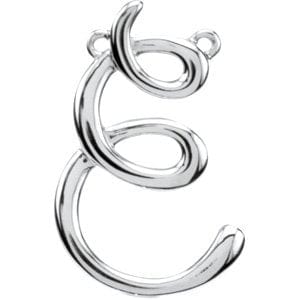 14K WHITE SCRIPT INITIAL E NECKLACE CENTER