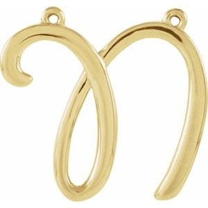 14K YELLOW SCRIPT INITIAL N NECKLACE CENTER