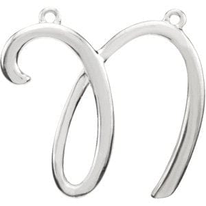 14K WHITE SCRIPT INITIAL N NECKLACE CENTER
