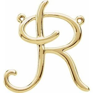 14K YELLOW SCRIPT INITIAL R NECKLACE CENTER