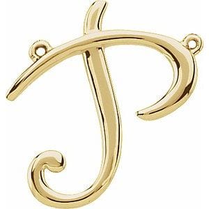 14K YELLOW SCRIPT INITIAL P NECKLACE CENTER