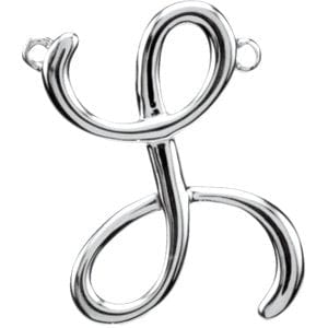 14K WHITE SCRIPT INITIAL L NECKLACE CENTER