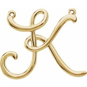 14K YELLOW SCRIPT INITIAL K NECKLACE CENTER