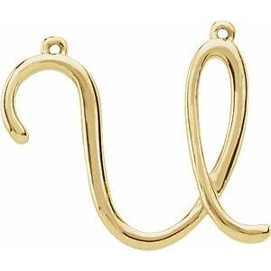 14K YELLOW SCRIPT INITIAL U NECKLACE CENTER