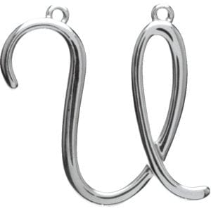 14K WHITE SCRIPT INITIAL U NECKLACE CENTER