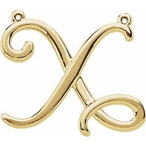 14K YELLOW SCRIPT INITIAL X NECKLACE CENTER