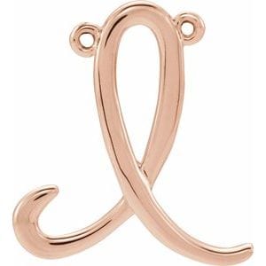 14K ROSE SCRIPT INITIAL I NECKLACE CENTER